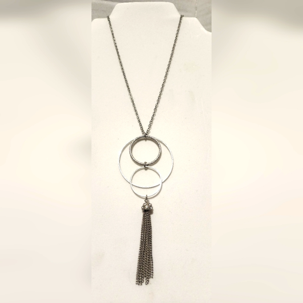 30 inch Necklace , Silver in Color , Pendant Total Length 5 inch